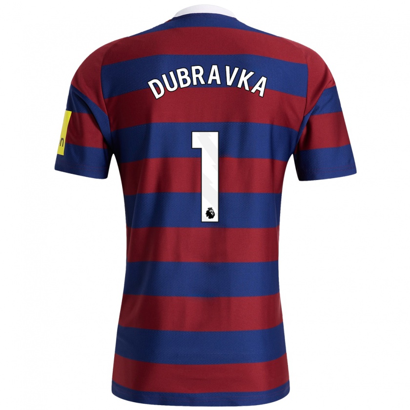 Kandiny Enfant Maillot Martin Dúbravka #1 Bordeaux Bleu Marine Tenues Extérieur 2024/25 T-Shirt