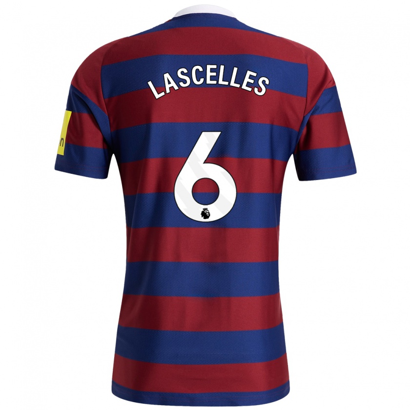 Kandiny Enfant Maillot Jamaal Lascelles #6 Bordeaux Bleu Marine Tenues Extérieur 2024/25 T-Shirt