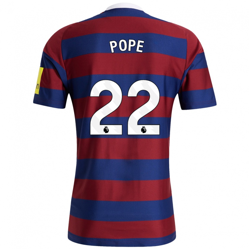 Kandiny Enfant Maillot Nick Pope #22 Bordeaux Bleu Marine Tenues Extérieur 2024/25 T-Shirt