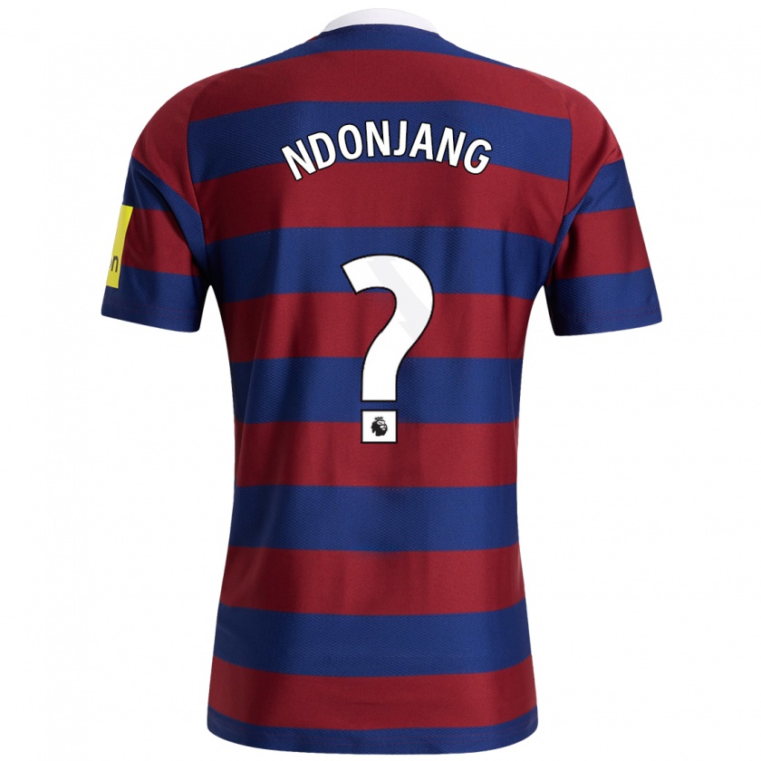 Kandiny Enfant Maillot Alan Ndonjang #0 Bordeaux Bleu Marine Tenues Extérieur 2024/25 T-Shirt