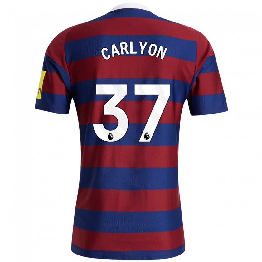 Kandiny Enfant Maillot Nathan Carlyon #37 Bordeaux Bleu Marine Tenues Extérieur 2024/25 T-Shirt