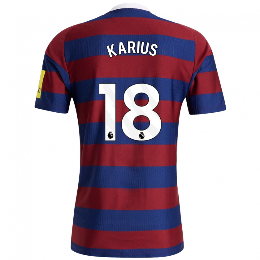 Kandiny Enfant Maillot Loris Karius #18 Bordeaux Bleu Marine Tenues Extérieur 2024/25 T-Shirt