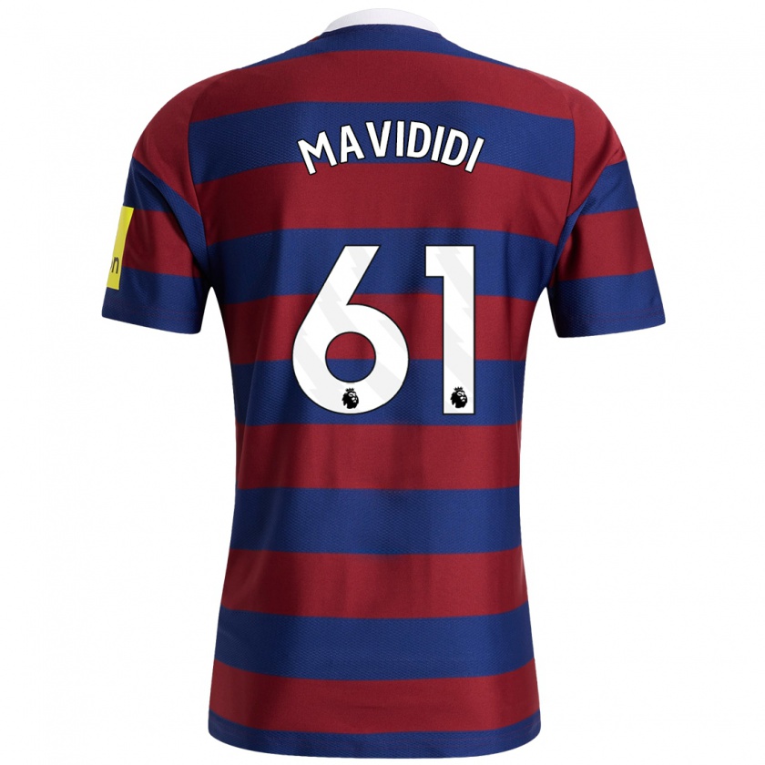 Kandiny Enfant Maillot Shaun Mavididi #61 Bordeaux Bleu Marine Tenues Extérieur 2024/25 T-Shirt