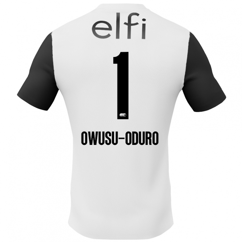 Kandiny Enfant Maillot Rome Jayden Owusu-Oduro #1 Blanc Noir Tenues Extérieur 2024/25 T-Shirt