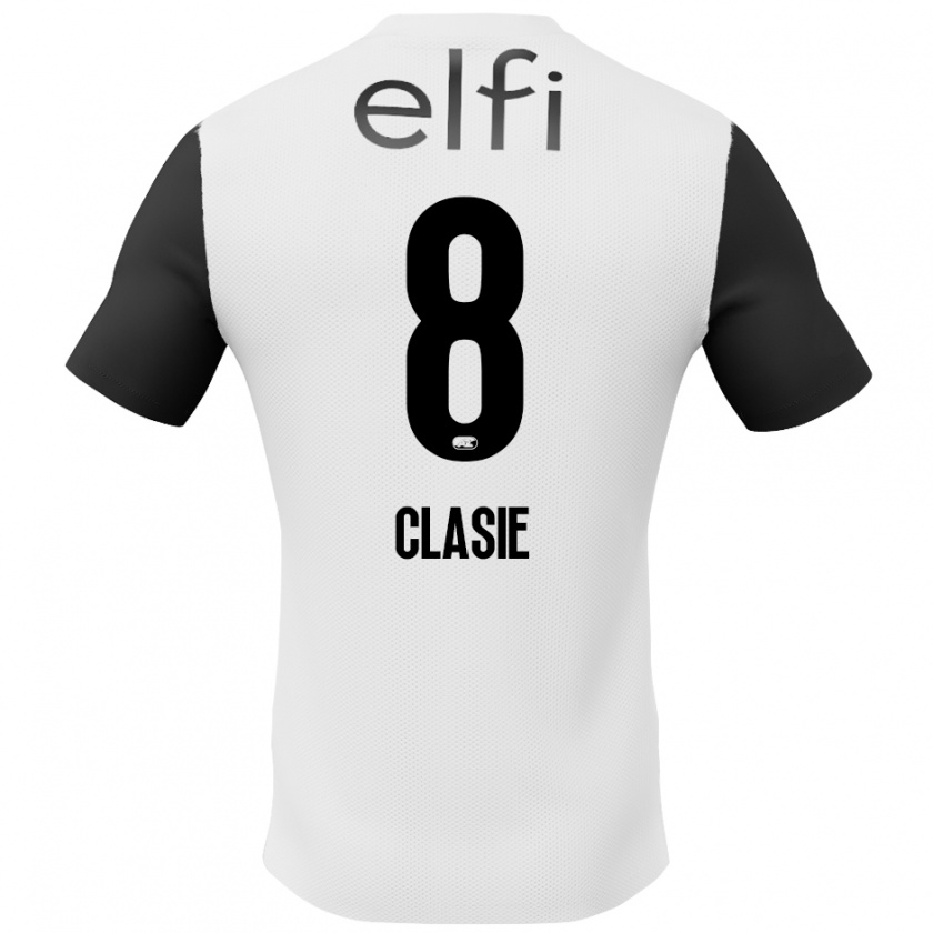 Kandiny Enfant Maillot Jordy Clasie #8 Blanc Noir Tenues Extérieur 2024/25 T-Shirt