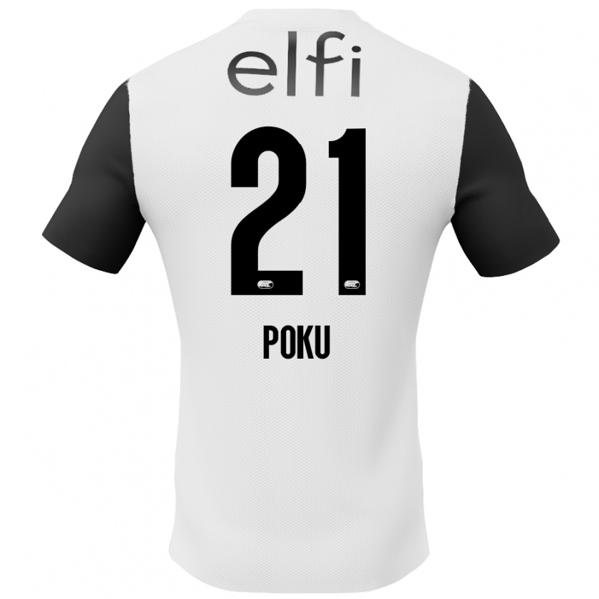 Kandiny Enfant Maillot Ernest Poku #21 Blanc Noir Tenues Extérieur 2024/25 T-Shirt