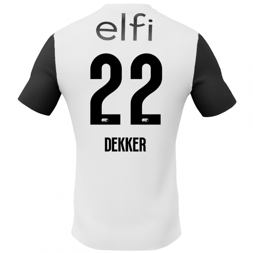 Kandiny Enfant Maillot Maxim Dekker #22 Blanc Noir Tenues Extérieur 2024/25 T-Shirt