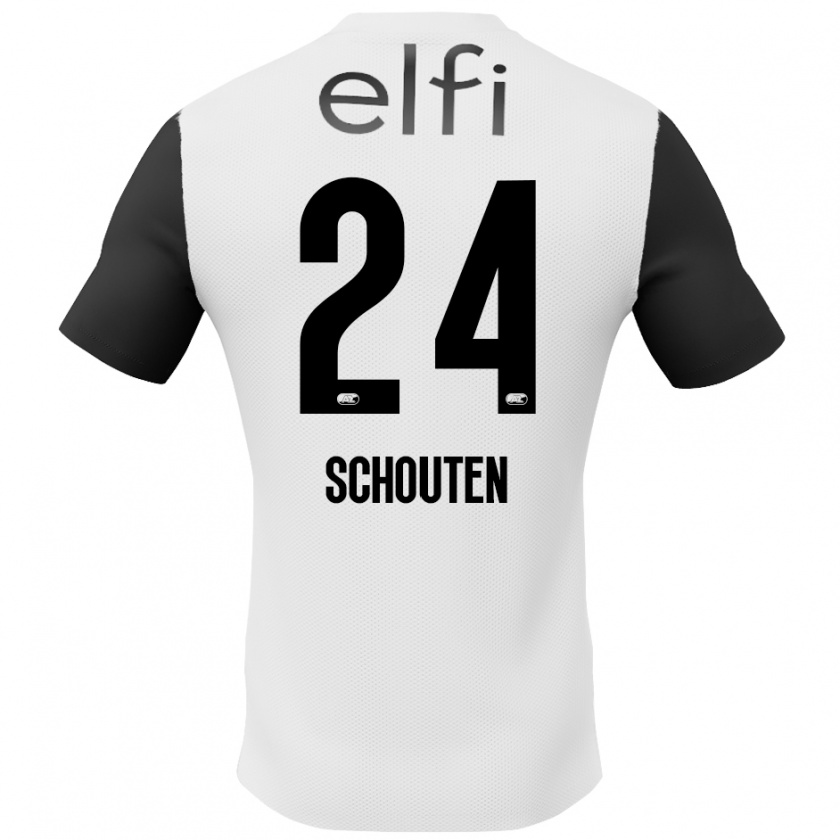 Kandiny Enfant Maillot Lewis Schouten #24 Blanc Noir Tenues Extérieur 2024/25 T-Shirt