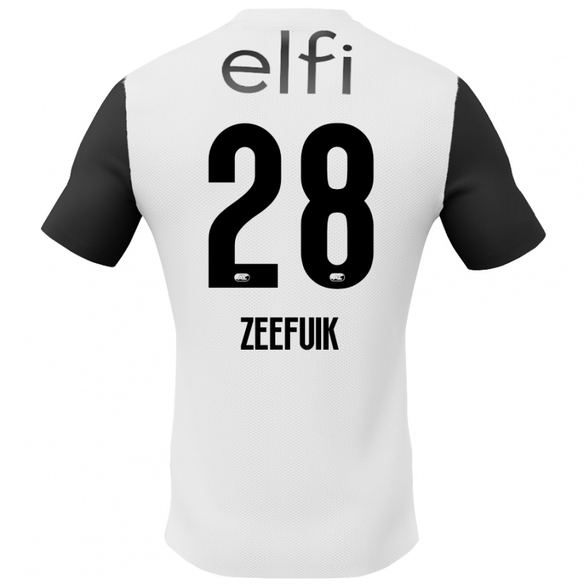 Kandiny Enfant Maillot Lequincio Zeefuik #28 Blanc Noir Tenues Extérieur 2024/25 T-Shirt