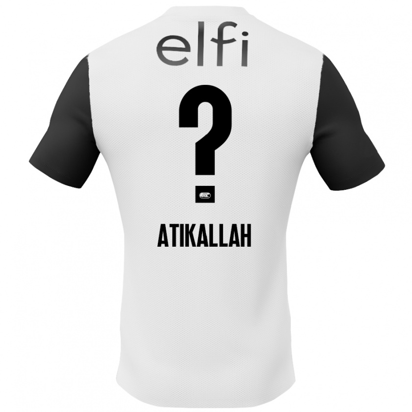 Kandiny Enfant Maillot Rayan Atikallah #0 Blanc Noir Tenues Extérieur 2024/25 T-Shirt