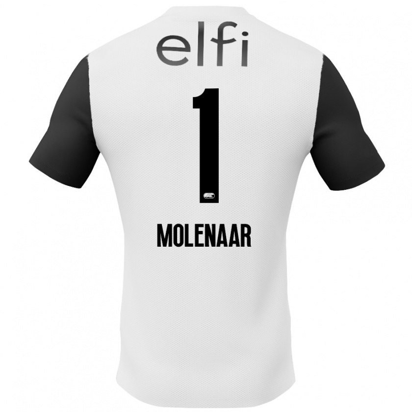 Kandiny Enfant Maillot Finn Molenaar #1 Blanc Noir Tenues Extérieur 2024/25 T-Shirt