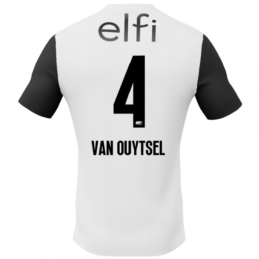 Kandiny Enfant Maillot Kevin Van Ouytsel #4 Blanc Noir Tenues Extérieur 2024/25 T-Shirt