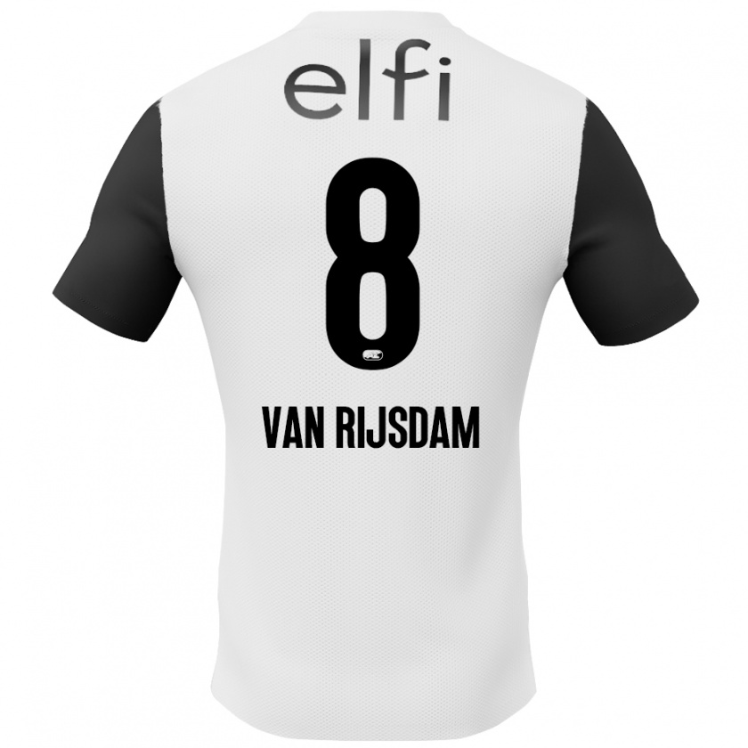 Kandiny Enfant Maillot Julian Van Rijsdam #8 Blanc Noir Tenues Extérieur 2024/25 T-Shirt