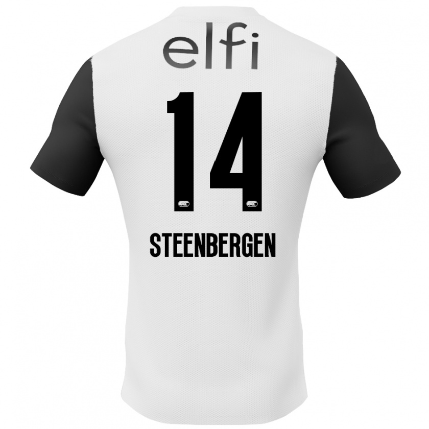 Kandiny Enfant Maillot Thom Steenbergen #14 Blanc Noir Tenues Extérieur 2024/25 T-Shirt