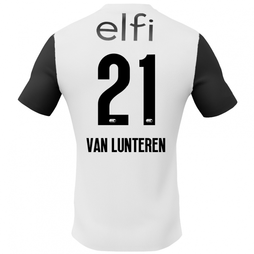 Kandiny Enfant Maillot Desiree Van Lunteren #21 Blanc Noir Tenues Extérieur 2024/25 T-Shirt