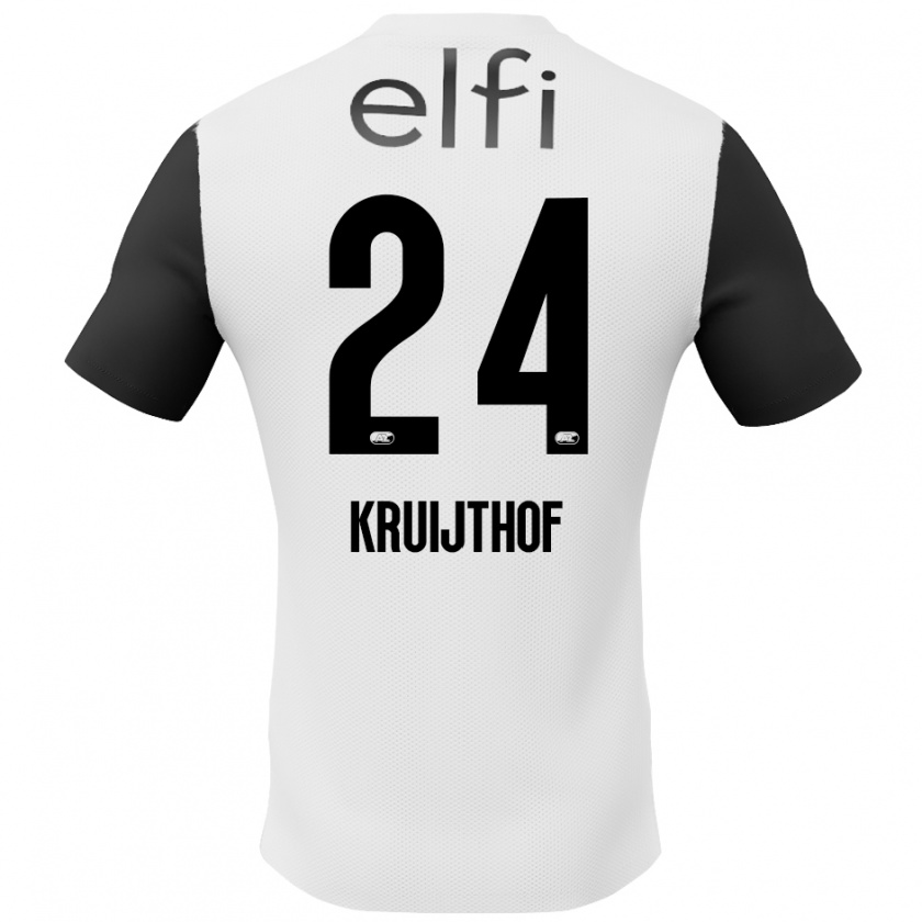 Kandiny Enfant Maillot Annemiek Kruijthof #24 Blanc Noir Tenues Extérieur 2024/25 T-Shirt