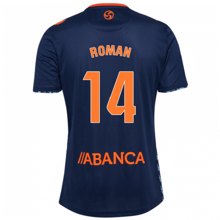 Kandiny Enfant Maillot Miguel Román #14 Bleu Marine Tenues Extérieur 2024/25 T-Shirt