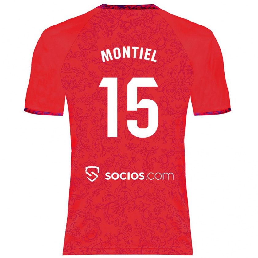 Kandiny Enfant Maillot Gonzalo Montiel #15 Rouge Tenues Extérieur 2024/25 T-Shirt