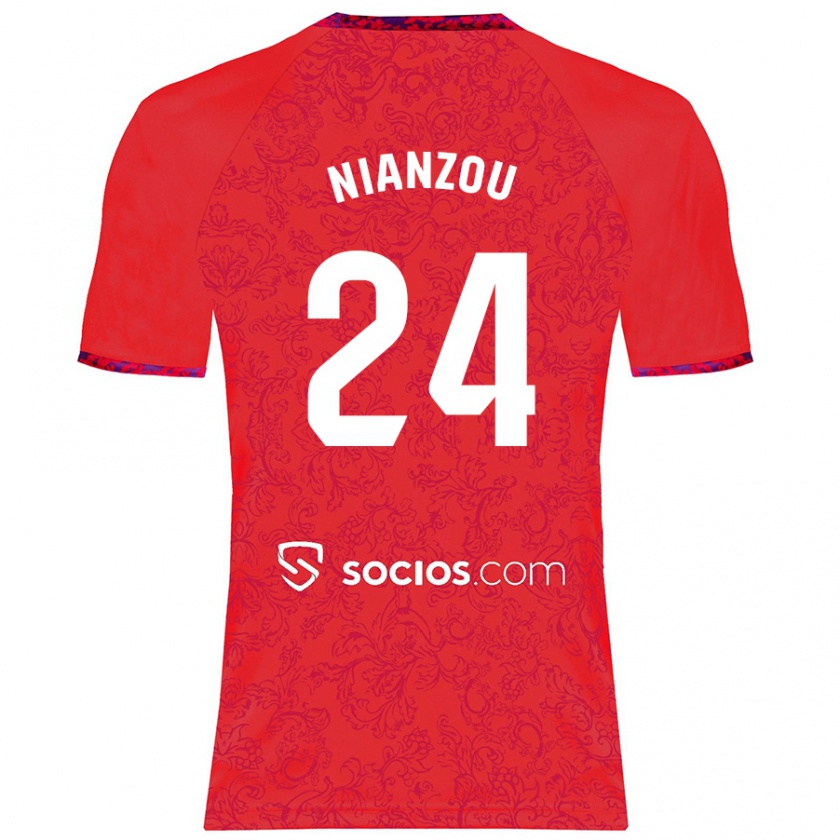 Kandiny Enfant Maillot Tanguy Nianzou #24 Rouge Tenues Extérieur 2024/25 T-Shirt