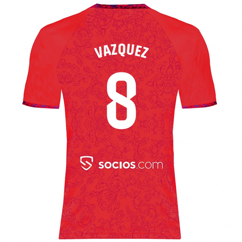 Kandiny Enfant Maillot Manolo Vázquez #8 Rouge Tenues Extérieur 2024/25 T-Shirt