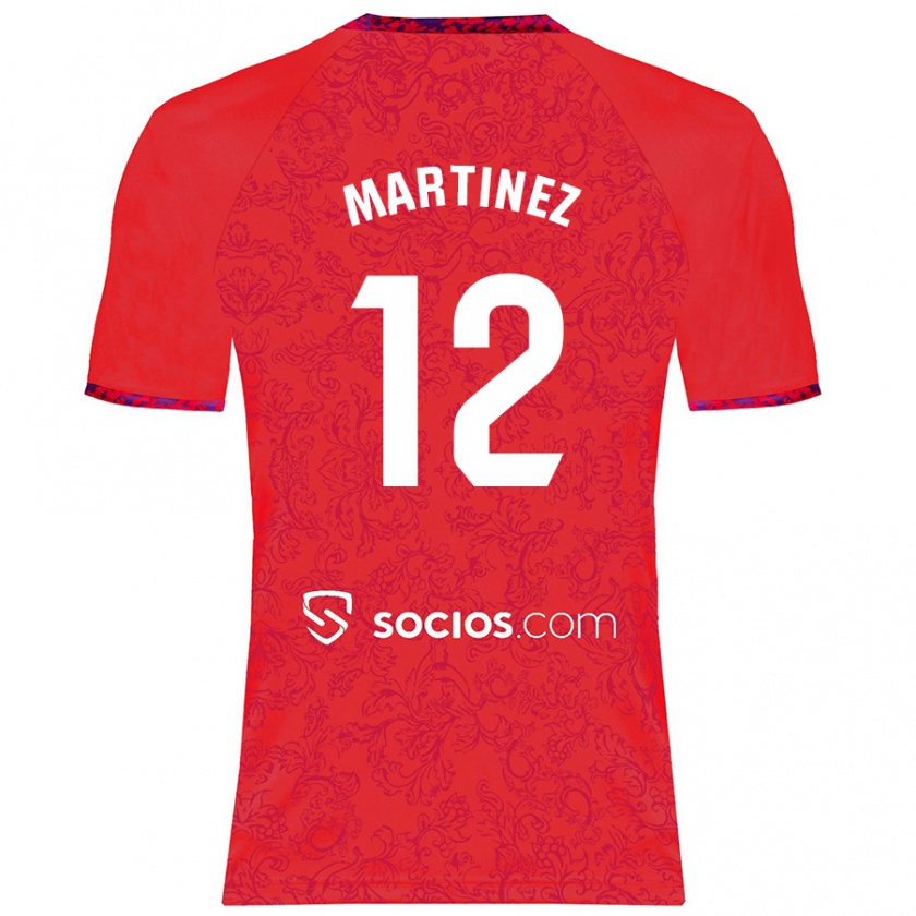 Kandiny Enfant Maillot Gabri Martinez #12 Rouge Tenues Extérieur 2024/25 T-Shirt