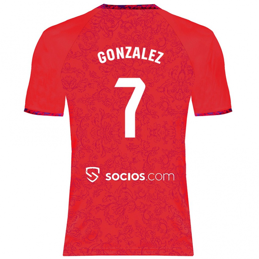 Kandiny Enfant Maillot Juan González #7 Rouge Tenues Extérieur 2024/25 T-Shirt