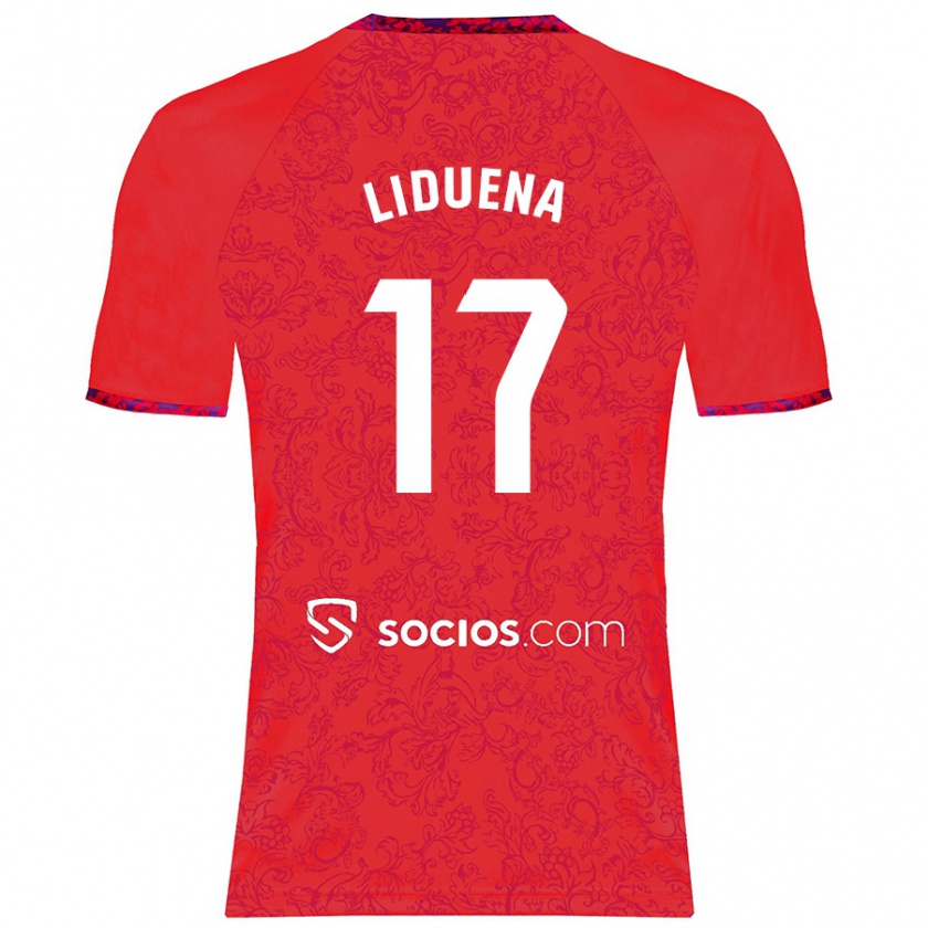 Kandiny Enfant Maillot Daniel Lidueña #17 Rouge Tenues Extérieur 2024/25 T-Shirt