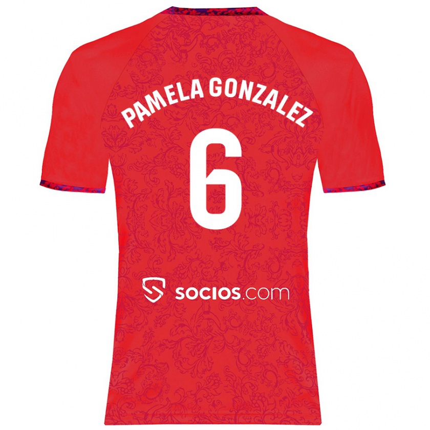 Kandiny Enfant Maillot Cinthia Pamela González Medina #6 Rouge Tenues Extérieur 2024/25 T-Shirt