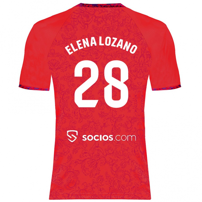 Kandiny Enfant Maillot Elena Lozano Gallego #28 Rouge Tenues Extérieur 2024/25 T-Shirt