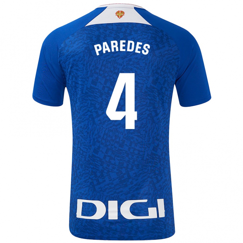 Kandiny Enfant Maillot Aitor Paredes #4 Bleu Roi Tenues Extérieur 2024/25 T-Shirt