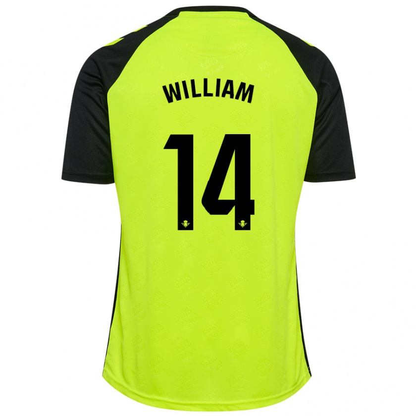 Kandiny Enfant Maillot William Carvalho #14 Jaune Fluo Noir Tenues Extérieur 2024/25 T-Shirt