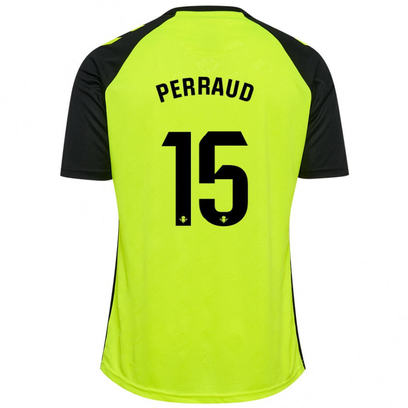 Kandiny Enfant Maillot Romain Perraud #15 Jaune Fluo Noir Tenues Extérieur 2024/25 T-Shirt