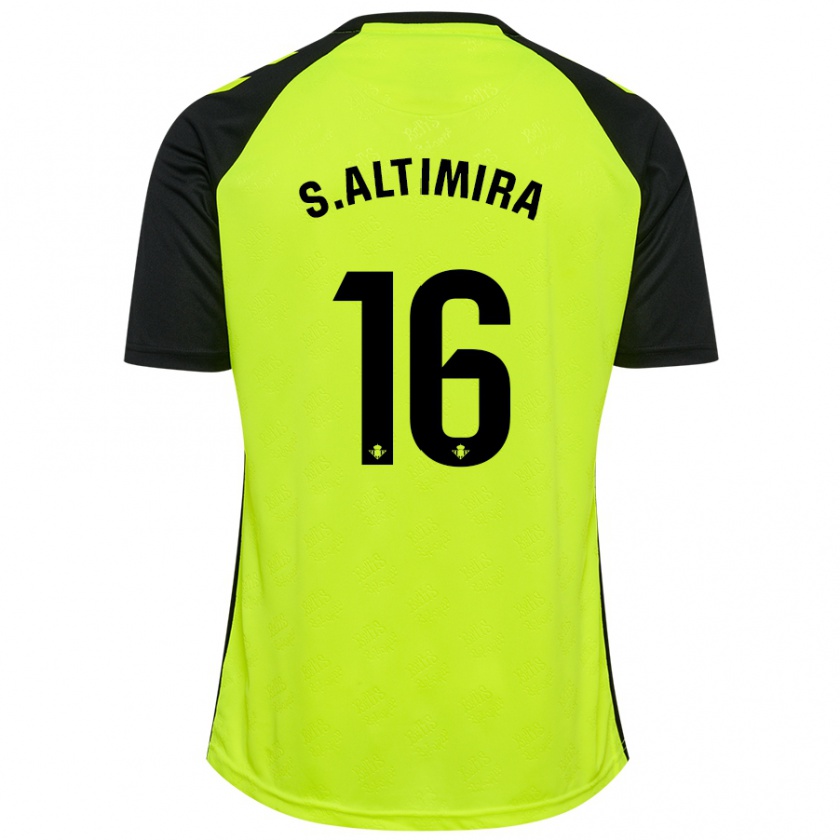 Kandiny Enfant Maillot Sergi Altimira #16 Jaune Fluo Noir Tenues Extérieur 2024/25 T-Shirt