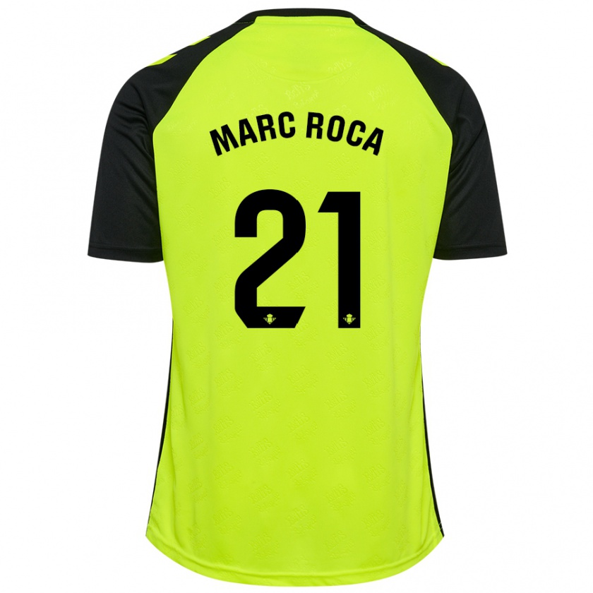 Kandiny Enfant Maillot Marc Roca #21 Jaune Fluo Noir Tenues Extérieur 2024/25 T-Shirt