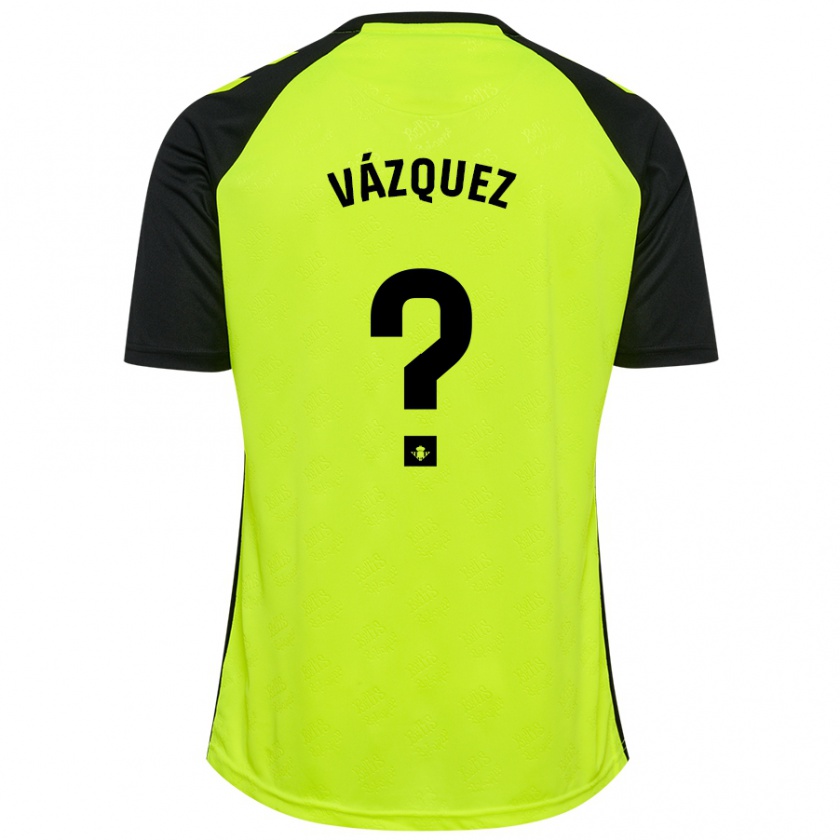 Kandiny Enfant Maillot Leo Vázquez #0 Jaune Fluo Noir Tenues Extérieur 2024/25 T-Shirt