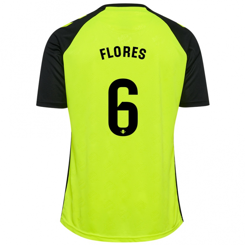 Kandiny Enfant Maillot Mateo Flores #6 Jaune Fluo Noir Tenues Extérieur 2024/25 T-Shirt