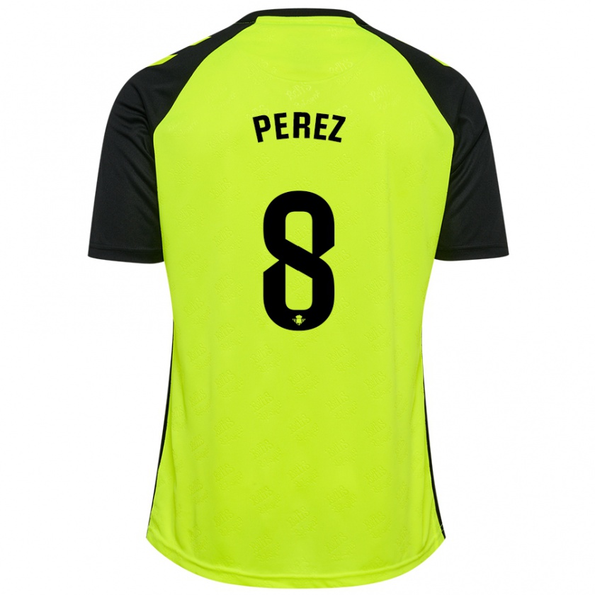 Kandiny Enfant Maillot Dani Pérez #8 Jaune Fluo Noir Tenues Extérieur 2024/25 T-Shirt