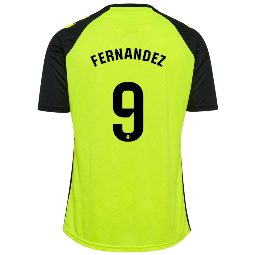 Kandiny Enfant Maillot Marcos Fernández #9 Jaune Fluo Noir Tenues Extérieur 2024/25 T-Shirt