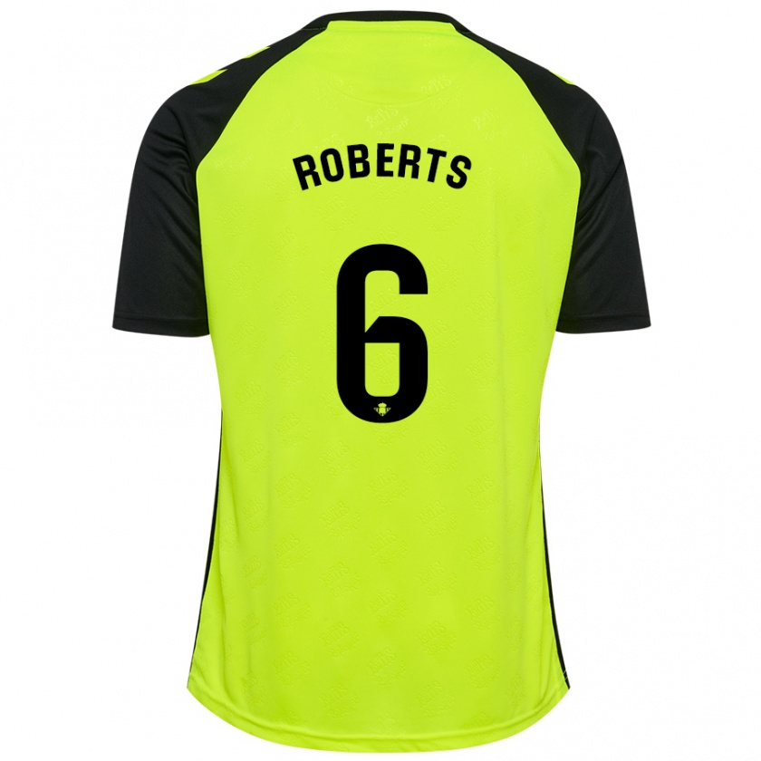 Kandiny Enfant Maillot Rhiannon Roberts #6 Jaune Fluo Noir Tenues Extérieur 2024/25 T-Shirt