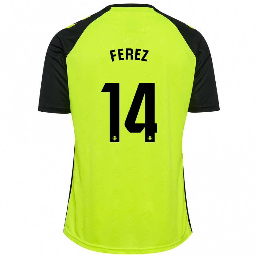 Kandiny Enfant Maillot Carolina Férez #14 Jaune Fluo Noir Tenues Extérieur 2024/25 T-Shirt