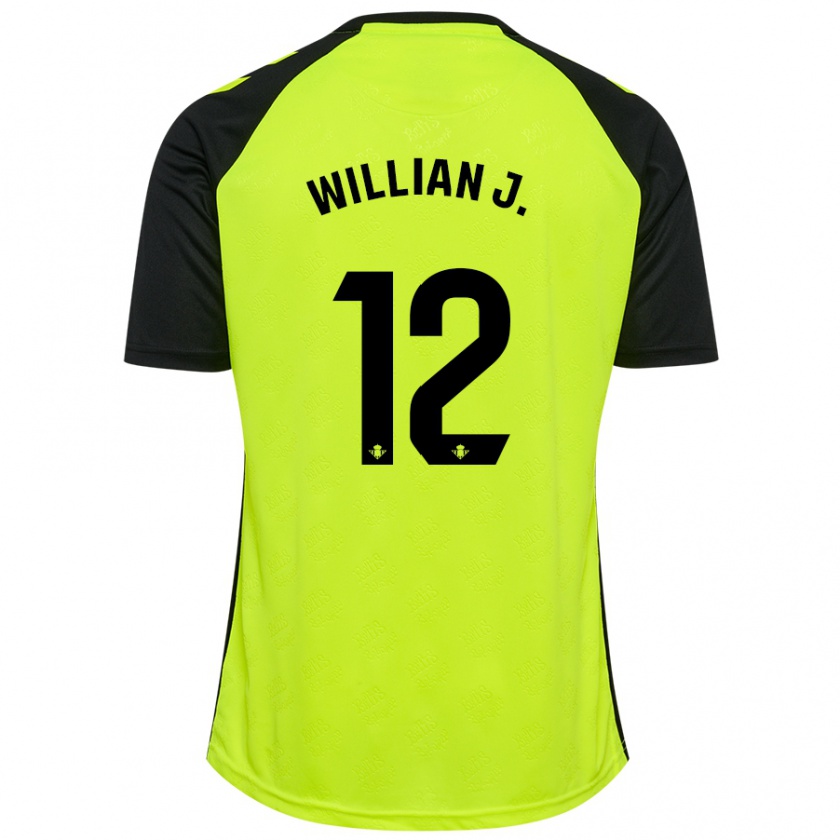 Kandiny Enfant Maillot Willian José #12 Jaune Fluo Noir Tenues Extérieur 2024/25 T-Shirt