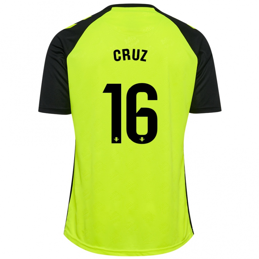 Kandiny Enfant Maillot Juan Cruz #16 Jaune Fluo Noir Tenues Extérieur 2024/25 T-Shirt