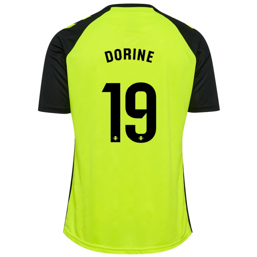 Kandiny Enfant Maillot Dorine Nina Chuigoue #19 Jaune Fluo Noir Tenues Extérieur 2024/25 T-Shirt