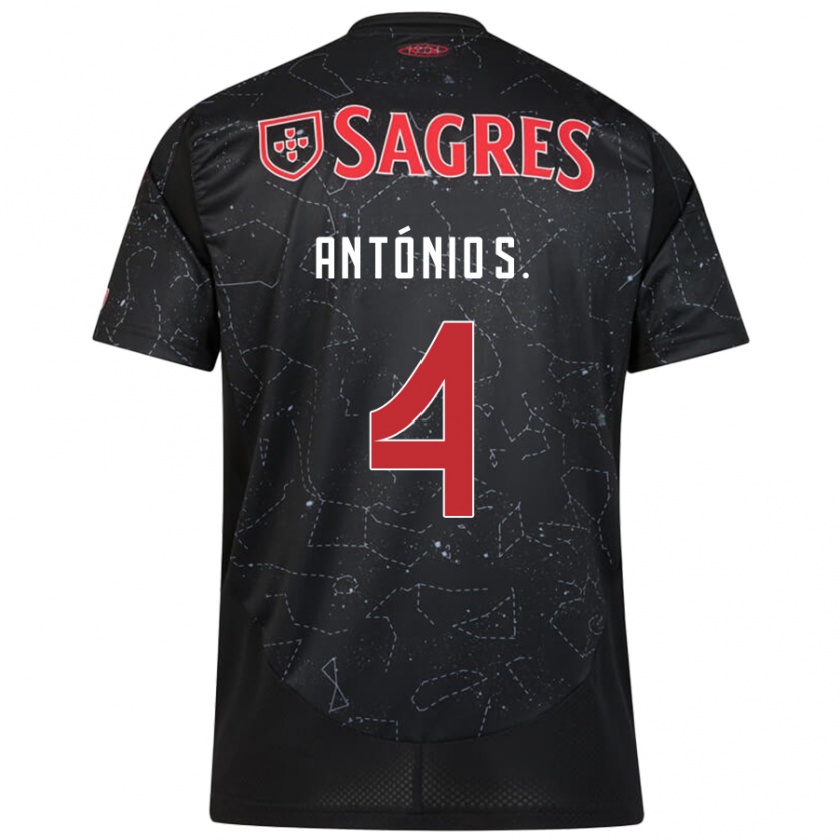 Kandiny Enfant Maillot António Silva #4 Noir Rouge Tenues Extérieur 2024/25 T-Shirt