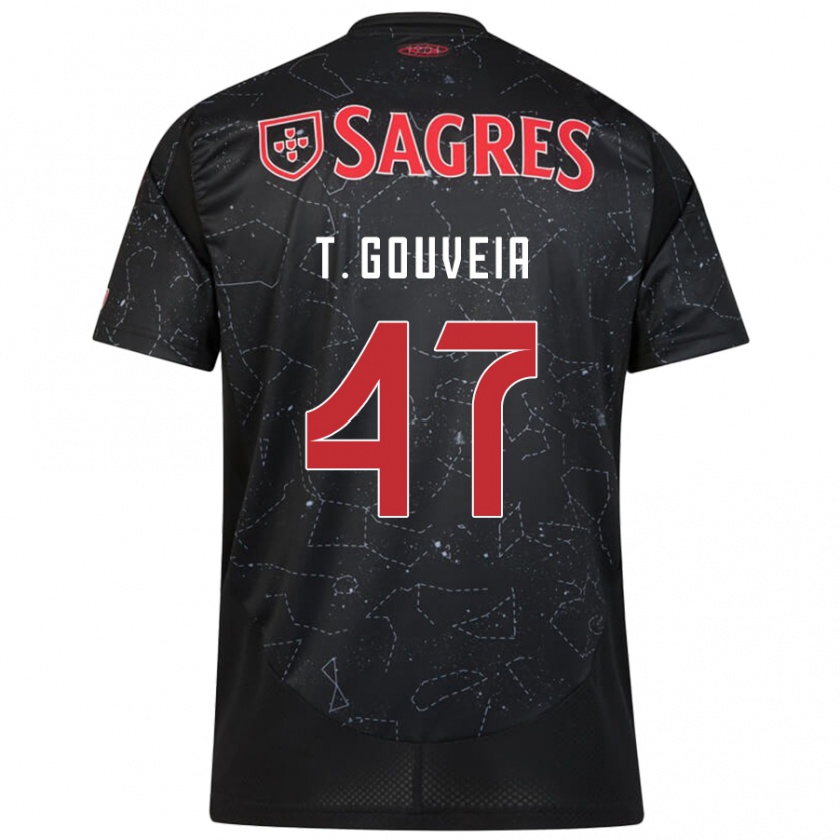 Kandiny Enfant Maillot Tiago Gouveia #47 Noir Rouge Tenues Extérieur 2024/25 T-Shirt