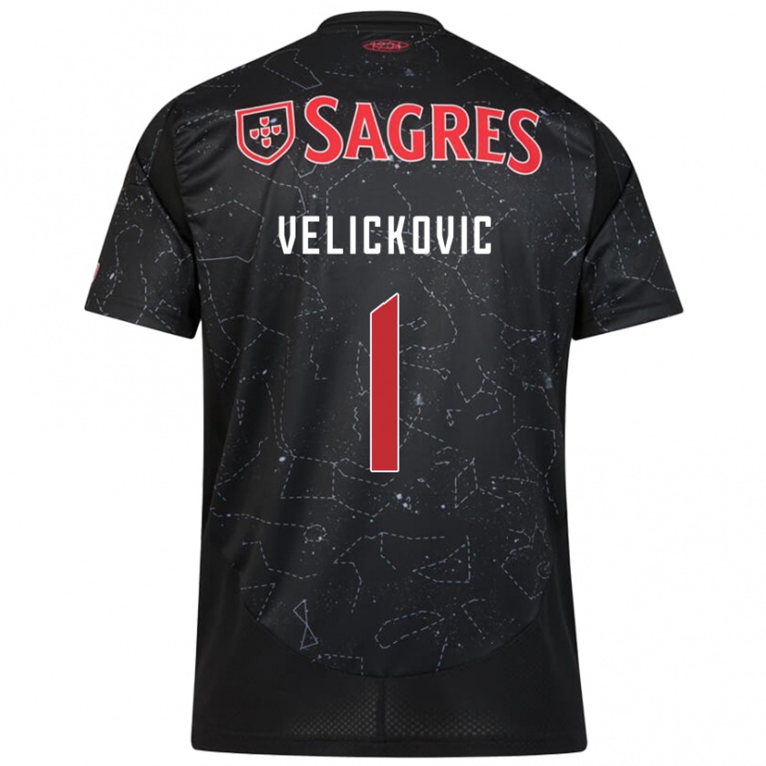 Kandiny Enfant Maillot Luka Velickovic #1 Noir Rouge Tenues Extérieur 2024/25 T-Shirt