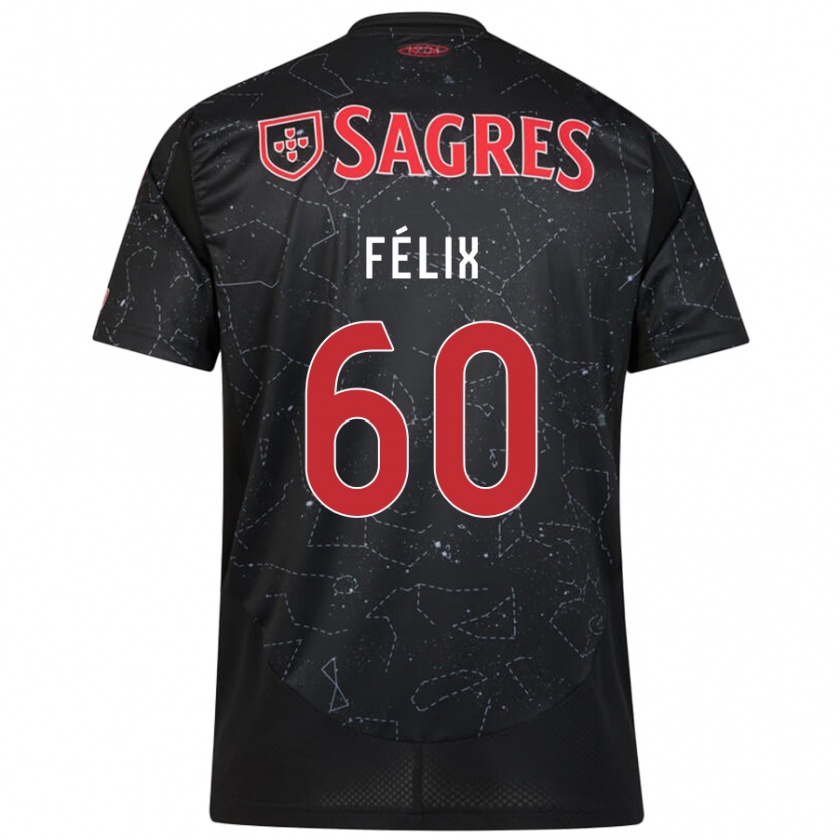 Kandiny Enfant Maillot Nuno Félix #60 Noir Rouge Tenues Extérieur 2024/25 T-Shirt