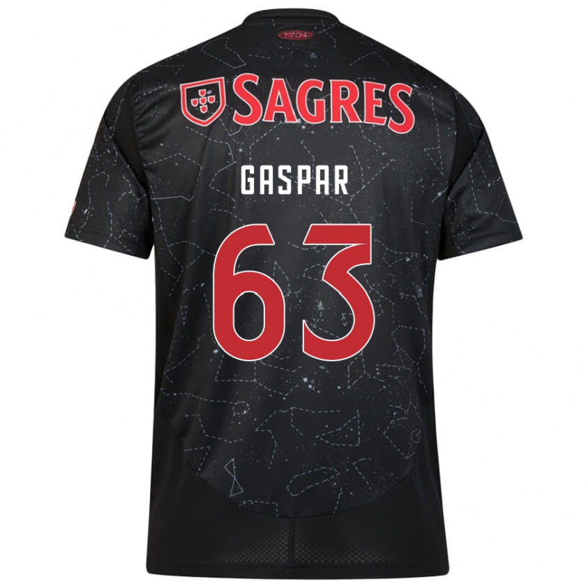 Kandiny Enfant Maillot Guilherme Gaspar #63 Noir Rouge Tenues Extérieur 2024/25 T-Shirt