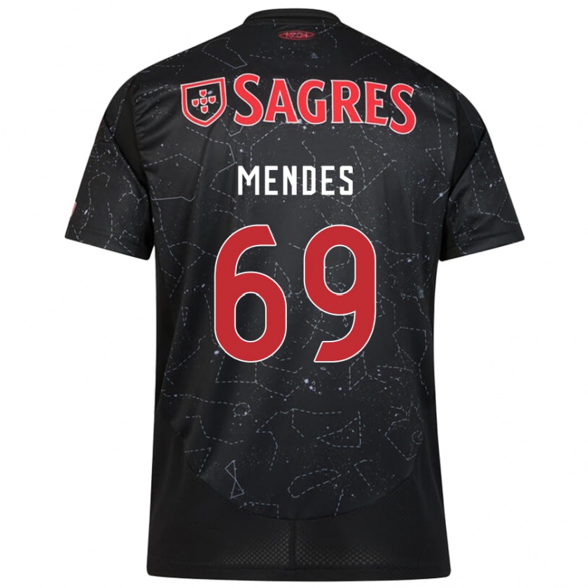 Kandiny Enfant Maillot Vladimir Mendes #69 Noir Rouge Tenues Extérieur 2024/25 T-Shirt