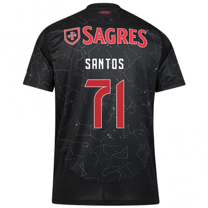 Kandiny Enfant Maillot Leandro Santos #71 Noir Rouge Tenues Extérieur 2024/25 T-Shirt